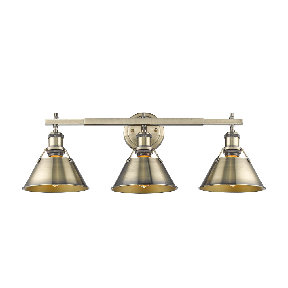Yep by Golden Lighting Orwell 3-light Vanity in Aged Brass